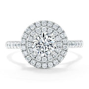 0.75 CT Round Cut Double Halo Moissanite Engagement Ring With Pave Setting - Barbara Maison 