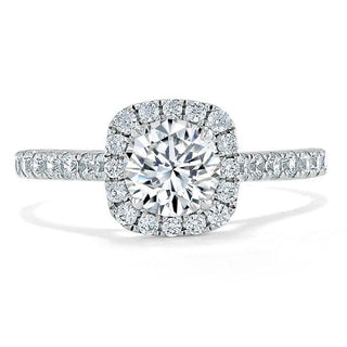 0.75 CT Round Cut Halo Pave Moissanite Engagement Ring - Barbara Maison 