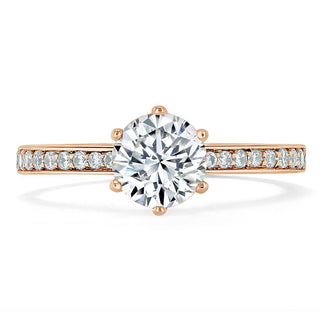 0.75 CT Round Cut Solitaire Moissanite Engagement Ring With Channel Setting - Barbara Maison 