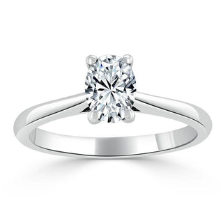 0.75 CT Oval Cut Solitaire Moissanite Engagement Ring - Barbara Maison 