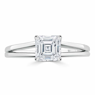 1.0 CT Asscher Cut Solitaire Split Shank Setting Moissanite Engagement Ring - Barbara Maison 