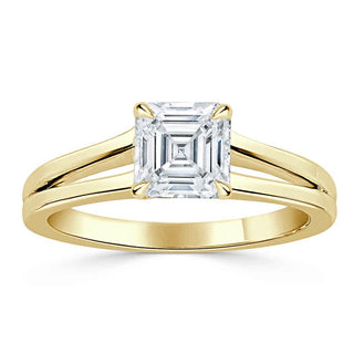 1.0 CT Asscher Cut Solitaire Split Shank Setting Moissanite Engagement Ring - Barbara Maison 