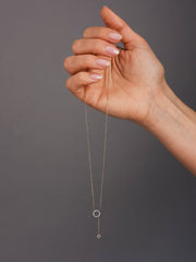 0.10 0.10 Moissanite Diamond Circle Lariat Pendent Necklace