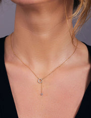 0.10 0.10 Moissanite Diamond Circle Lariat Pendent Necklace