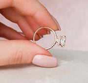 2.5 CT East West Oval Hidden Halo Pave Moissanite Engagement Ring - Barbara Maison 