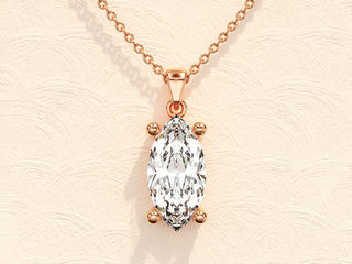 1.0 CT Marquise Moissanite Diamond Solitaire Necklace - Barbara Maison 