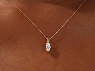 1.0 CT Marquise Moissanite Diamond Solitaire Necklace - Barbara Maison 