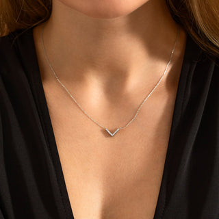 0.10 Moissanite Diamond V Shaped Necklace