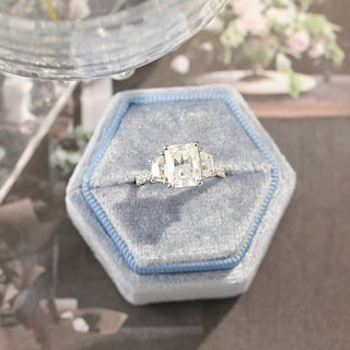 2.0-4.0 CT Radiant E/VS1 CVD Diamond Three Stone Style Engagement Ring - Barbara Maison 