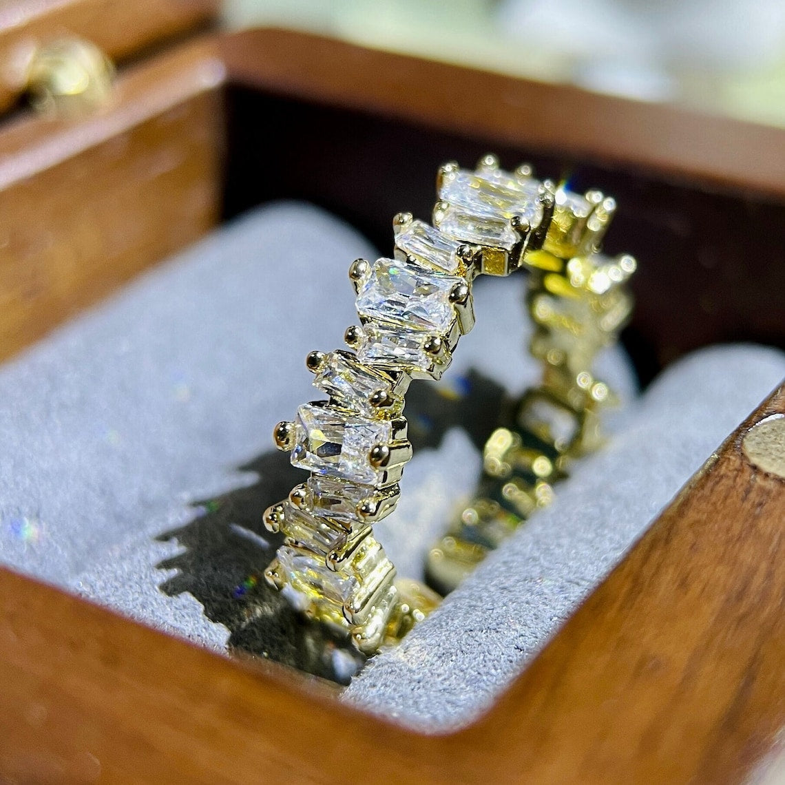 0.50 TCW Octagon Princess & Baguette CVD Diamond Cluster Wedding Band - Barbara Maison 