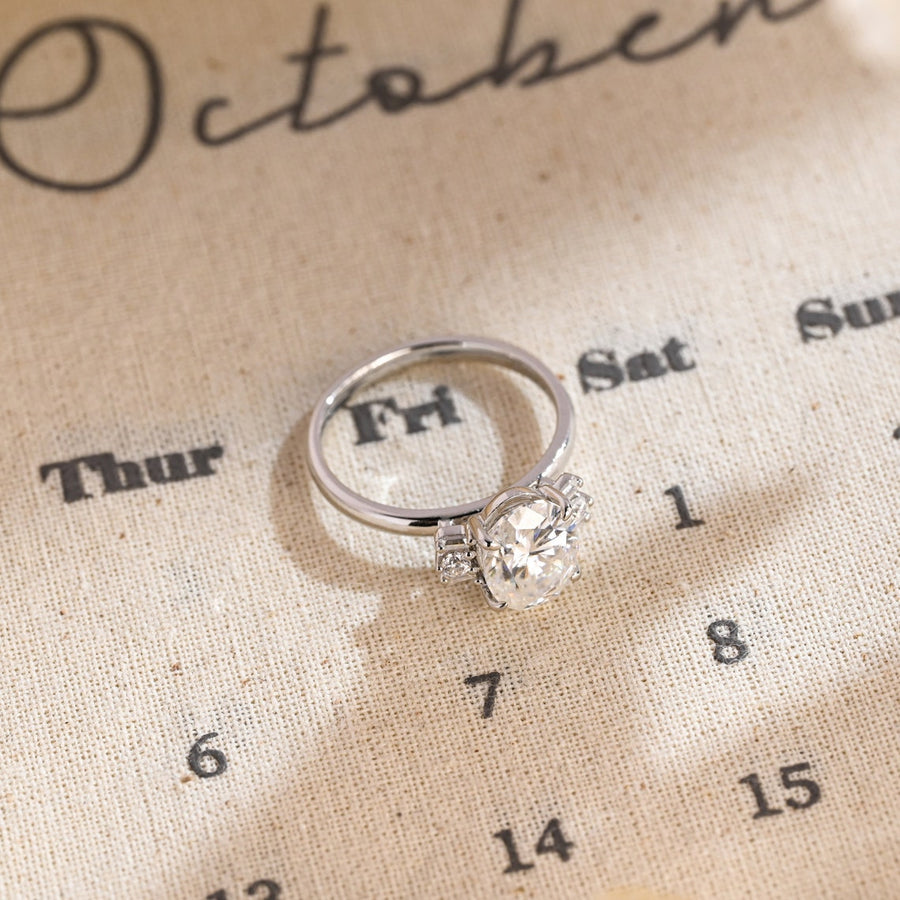 1.0 - 3.0 CT Oval F/VS1 CVD Diamond Cluster Engagement Ring - Barbara Maison 