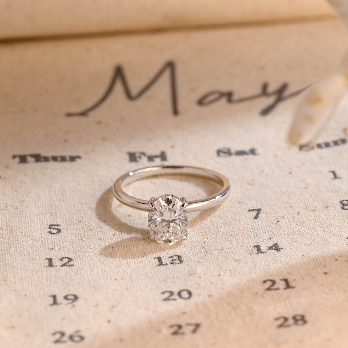 1.0 - 3.0 CT Oval F/VS1 CVD Diamond Hidden Halo Solitaire Engagement Ring - Barbara Maison 