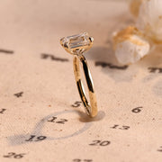 Emerald cut lab grown diamond solitaire engagement ring, 1.0 to 3.0 carats, set in classic prong setting on polished gold band