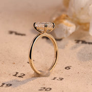 Emerald cut lab grown diamond solitaire engagement ring, 1.0 to 3.0 carats, set in classic prong setting on polished gold band