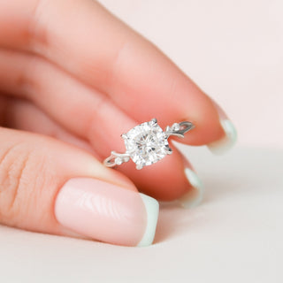 2.0 CT Cushion Twig Style Moissanite Engagement Ring - Barbara Maison 