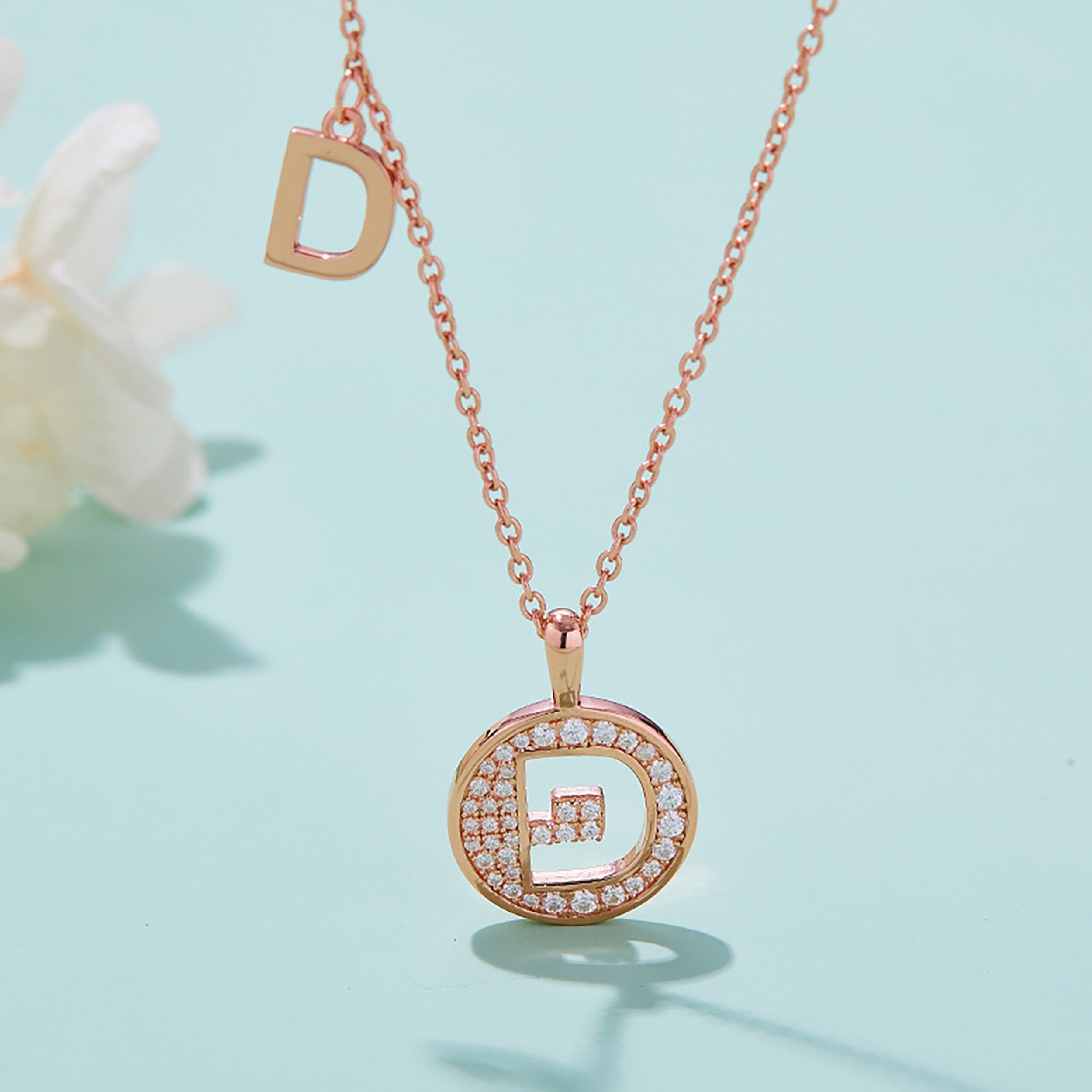Customized "D" Letter Moissanite Diamond Necklace - Barbara Maison 