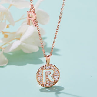 Customized "R" Letter Moissanite Diamond Necklace - Barbara Maison 