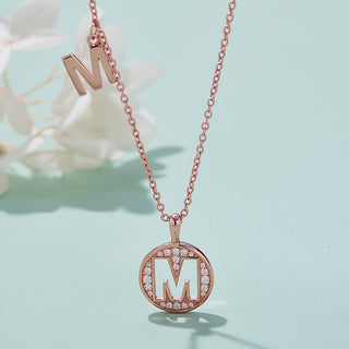 Customized "M" Letter Moissanite Diamond Necklace - Barbara Maison 