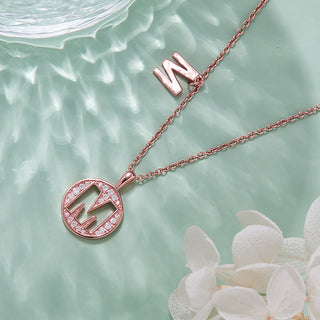 Customized "M" Letter Moissanite Diamond Necklace - Barbara Maison 