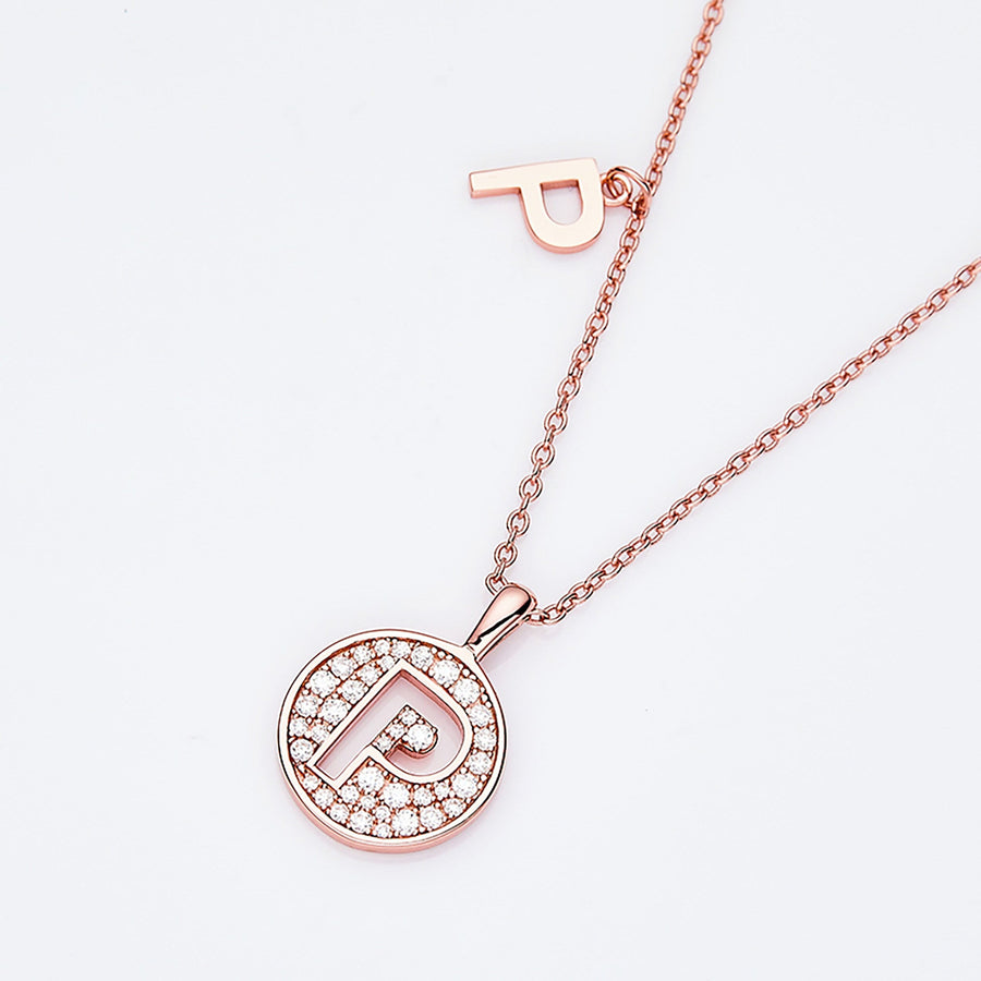 Customized "P" Letter Moissanite Diamond Necklace - Barbara Maison 