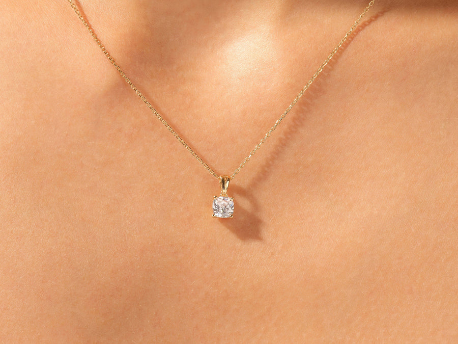 1.0 CT Cushion Moissanite Diamond Solitaire Necklace - Barbara Maison 
