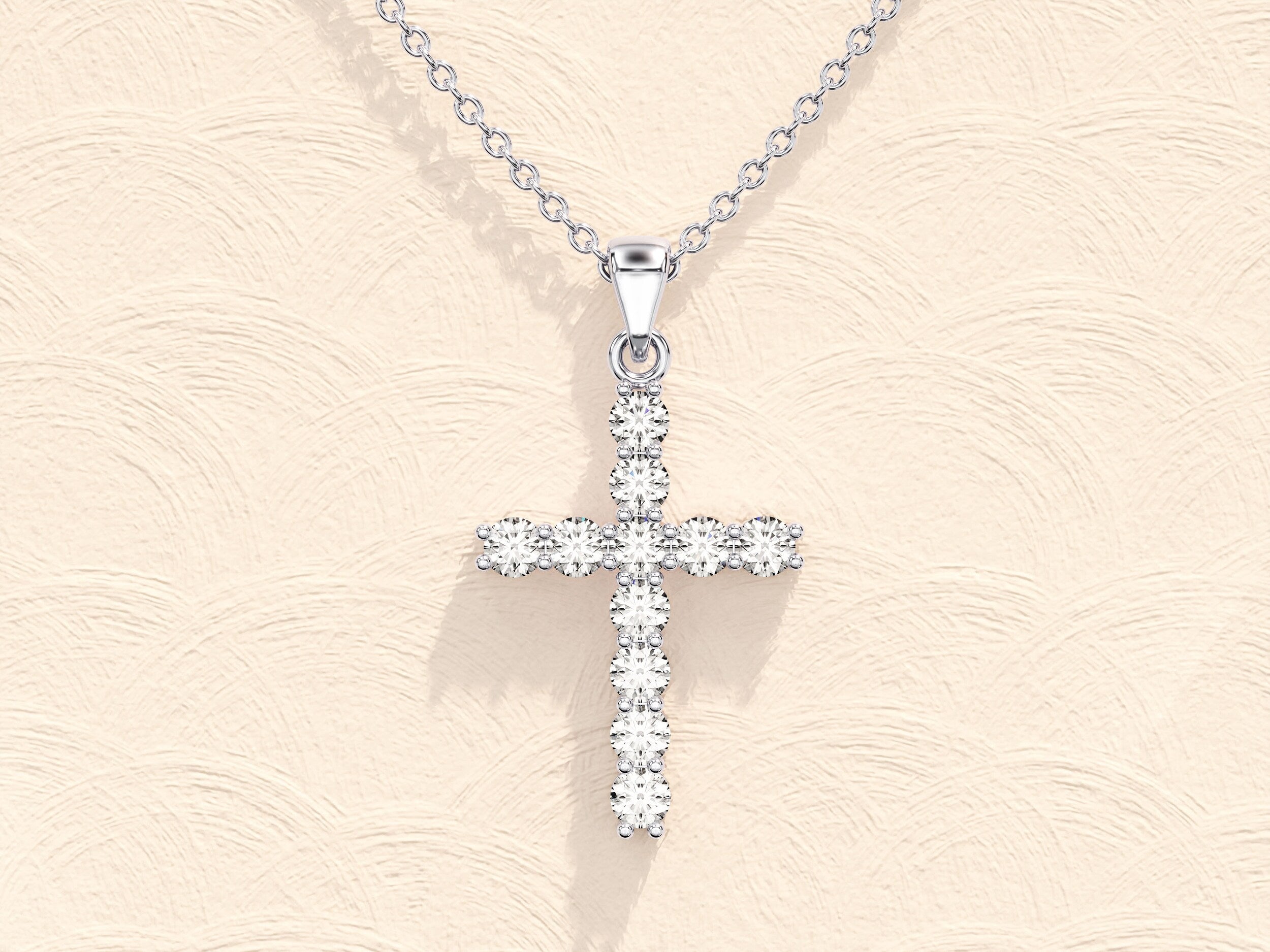 0.22 Moissanite Diamond Cross Pendent Necklace
