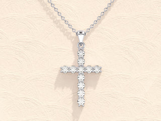 0.22 Moissanite Diamond Cross Pendent Necklace