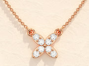 0.24 TCW Round Moissanite Diamond Clover Necklace - Barbara Maison 