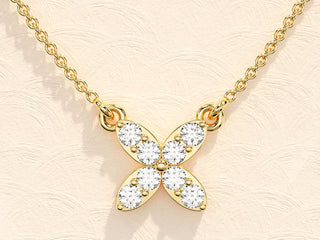 0.24 TCW Round Moissanite Diamond Clover Necklace - Barbara Maison 