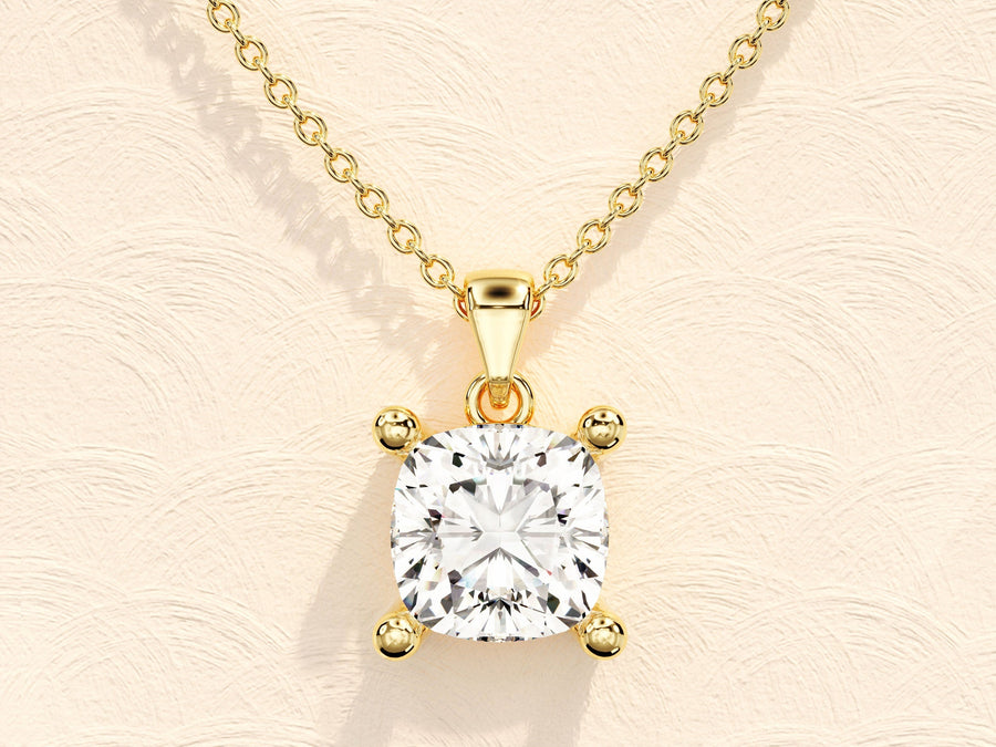 1.0 CT Cushion Moissanite Diamond Solitaire Necklace - Barbara Maison 