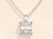 1.0 CT Asscher Moissanite Diamond Solitaire Necklace - Barbara Maison 