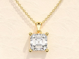 1.0 CT Asscher Moissanite Diamond Solitaire Necklace - Barbara Maison 