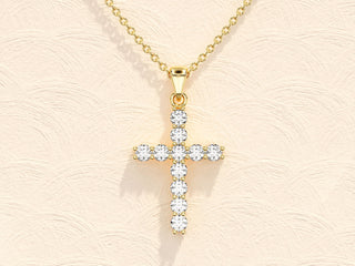 0.22 Moissanite Diamond Cross Pendent Necklace