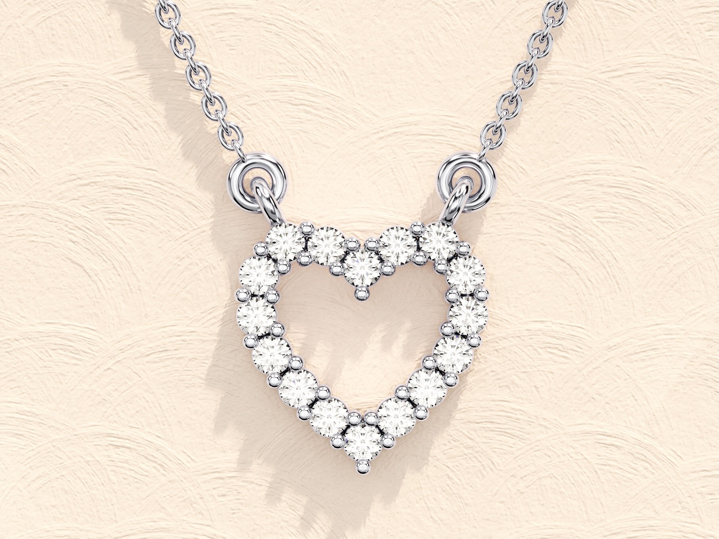 0.24 TCW Round Moissanite Diamond Heart Shaped Pendent Necklace - Barbara Maison 