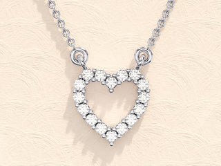 0.24 TCW Round Moissanite Diamond Heart Shaped Pendent Necklace - Barbara Maison 