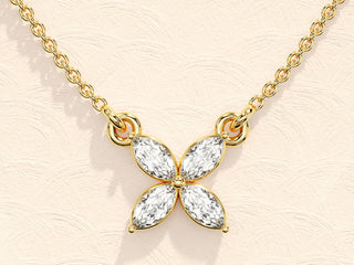 0.40 TCW Marquise Moissanite Diamond Clover Pendent Necklace - Barbara Maison 