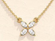 0.40 TCW Marquise Moissanite Diamond Clover Necklace - Barbara Maison 