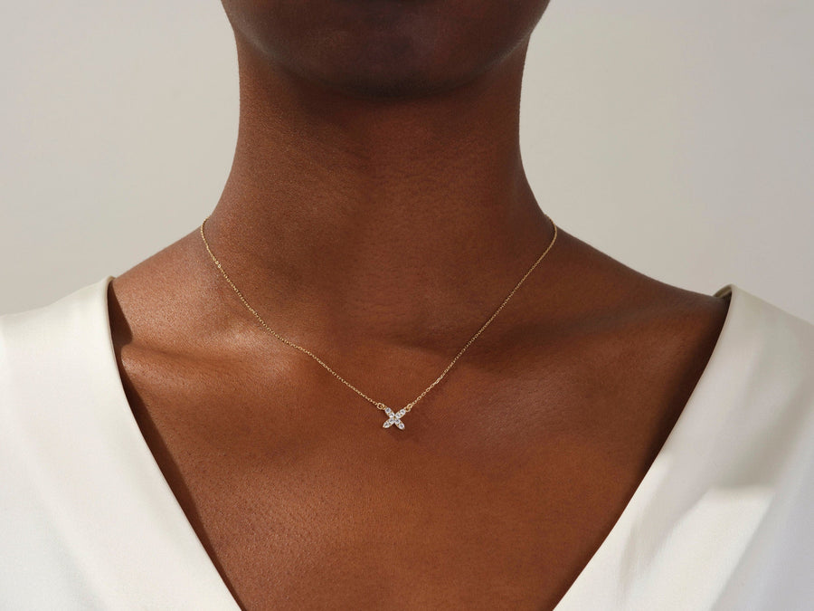 0.24 TCW Round Moissanite Diamond Clover Necklace - Barbara Maison 