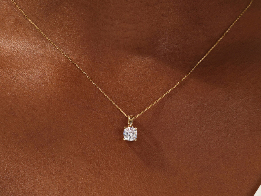 1.0 CT Cushion Moissanite Diamond Solitaire Necklace - Barbara Maison 
