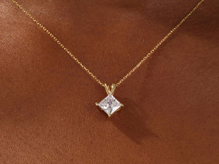 1.0 CT Princess Moissanite Diamond Solitaire Necklace - Barbara Maison 