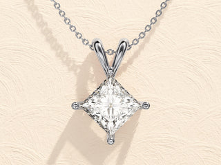 1.0 CT Princess Moissanite Diamond Solitaire Necklace - Barbara Maison 