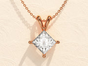1.0 CT Princess Moissanite Diamond Solitaire Necklace - Barbara Maison 