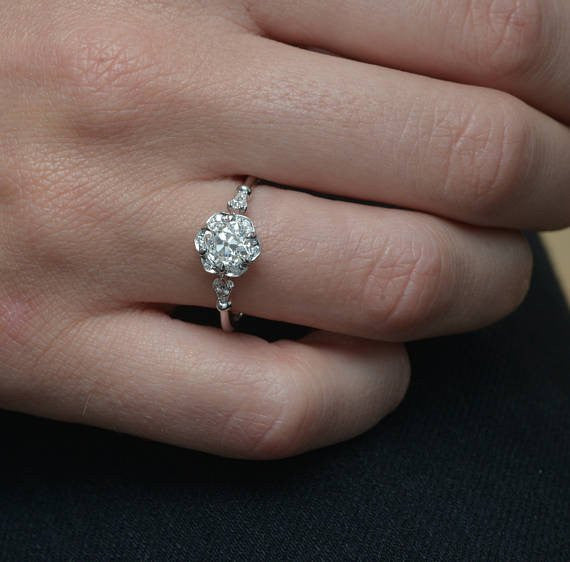 0.55 CT Round Shaped Vintage Moissanite Engagement Ring - Barbara Maison 
