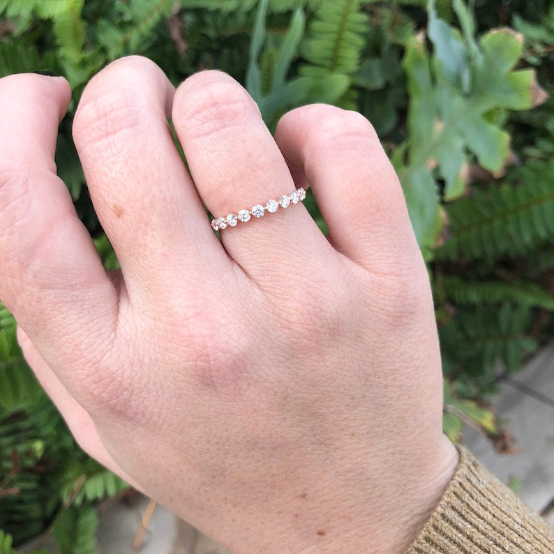 0.60 TCW Round Half Eternity EF/VS1 Diamond Wedding Band - Barbara Maison 