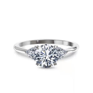 1.0 CT Round F/VS1 CVD Diamond Three Stone Style Engagement Ring - Barbara Maison 