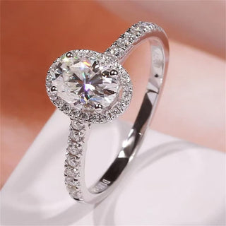 1.0 CT Oval F/VS1 CVD Diamond halo Pave Setting Engagement Ring - Barbara Maison 