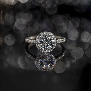 4.0 CT Round F/VS1 CVD Diamond Halo Pave Setting Engagement Ring - Barbara Maison 