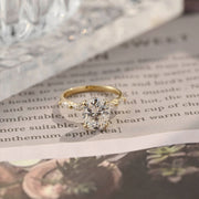 Oval cut F/VS1 lab grown diamond pavé engagement ring, 1.0 to 3.0 carats, with side stones set in polished gold band