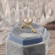 Oval cut F/VS1 lab grown diamond pavé engagement ring, 1.0 to 3.0 carats, with side stones set in polished gold band