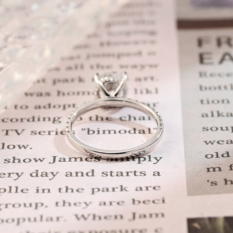 1.0 CT Round F/VS1 CVD Diamond Hidden Halo Pave Setting Engagement Ring - Barbara Maison 